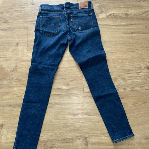 Levi's Dark Blue Distressed Skinny Jeans - Picture 3 of 3